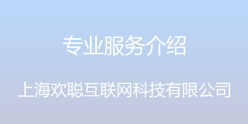 专业服务介绍 - 上海欢聪互联网科技有限公司