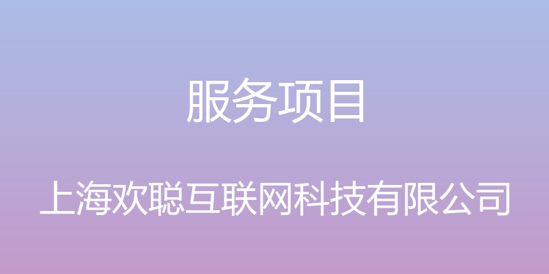 服务项目 - 上海欢聪互联网科技有限公司